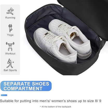 coofay Gym Backpack For Women Waterproof Backpack With Shoe Compartment Lightweight Travel Backpacks Black Sports Backpacks Large Gym Bag