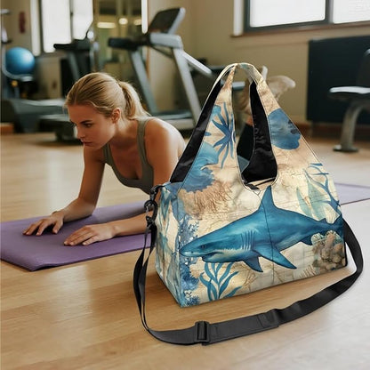 Gym Bag with Yoga Mat Holder Large Tote Bag With Multi Pockets for Women Men Dry Wet Separated Pocket Carryall Yoga Tote Bag for Pilates Travel Workout Office