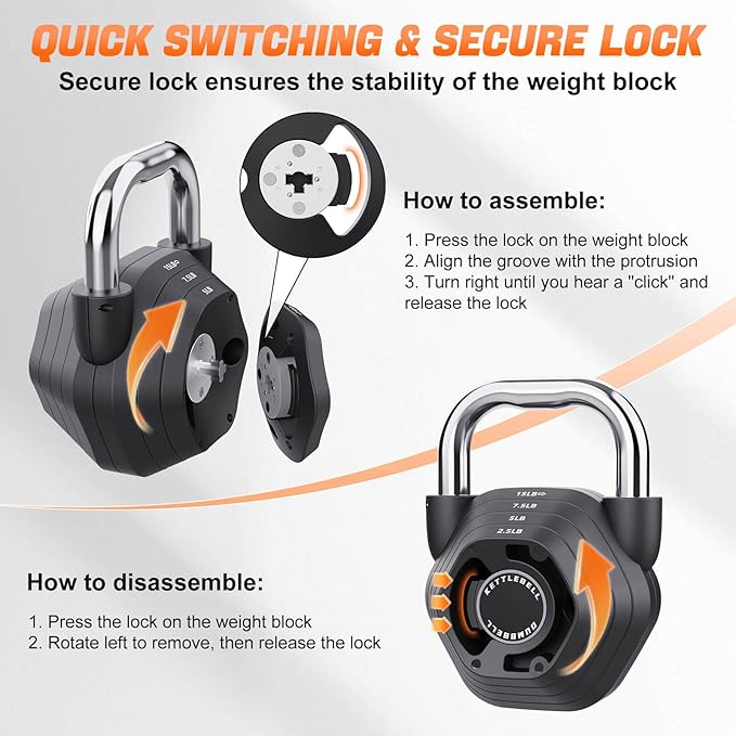 2-in-1 Adjustable Kettlebell, 15-45LB Kettlebells Weight Set for Strength Training, 5.9-30.9LB Adjustable Weights Dumbbell for Home Gym Full Body Workout
