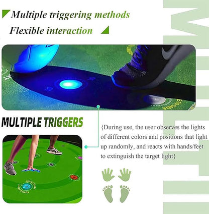 1.4M Agility Training Soccer Training Mat,10MM Thickness Non-Slip Football Skills Footstep Mat,with 13 Reaction Training Lights - 7 Training Modes,for Kids/Adult Fitness, Sports Training