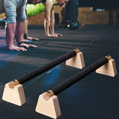 2Pcs Wood Push Up Bars for Adults, Non-Slip Base Parallettes for Strength Training, Planks, Calisthenics, Home Workout Equipment- 50CM