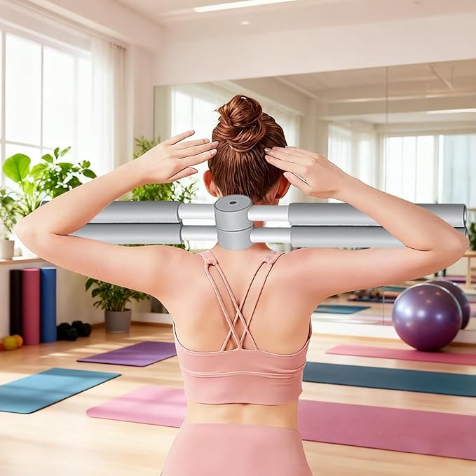Yoga Stick - 355g Ergonomic Exercise Pole, Spine Support Stretcher, Balance Corrector Rod | Portable Neck Shoulder posturr Fix Tool for Gym Office Home Travel Pilates Training Daily Sitting Aid