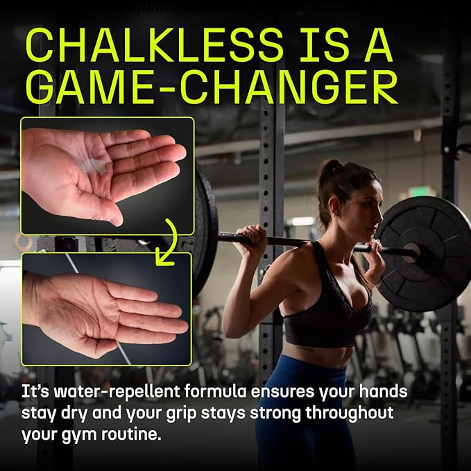 Chalkless Grip Enhancer - Premium Liquid Chalk Alternative & Less Mess Hand Chalk for Weightlifting, Powerlifting, Yoga, Gaming, Climbing, and More, Non-Toxic Long-Lasting & Reliable