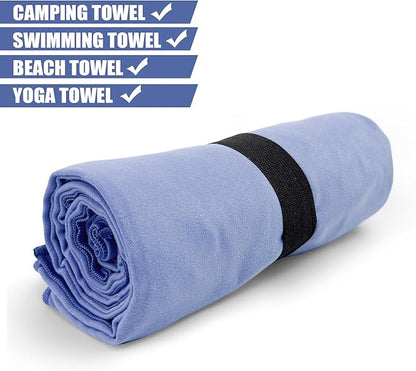 Camping Towel XL Size Microfiber Quick Dry Swimming Pool Beach Travel Body Hot Yoga Mat Towels(Navy Blue, 1 Pack XL)