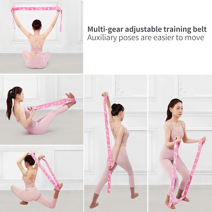 12 Loops Extra Long Yoga Stretching Band for Adults and Tall People, Adjustable Elastic Strap for Full Body Deep Stretch, Home Pilates, Ballet, Dance, Physical Therapy, Flexibility Training