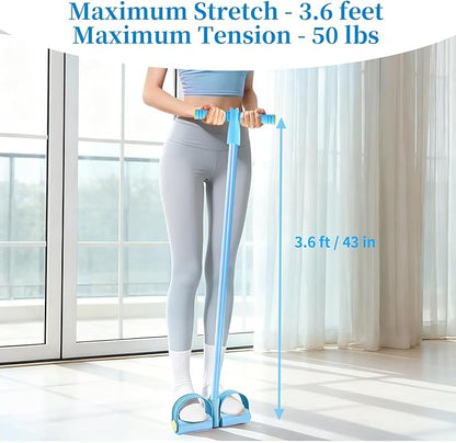 Pedal Resistance Bands with Handles, Upgrade 6-Tubes Manual Tension Training Pedal, Natural Rubber Foot Pedal Resistance Bands, Multifunction Fitness Bands for Abdomen, Waist, Arm, Leg