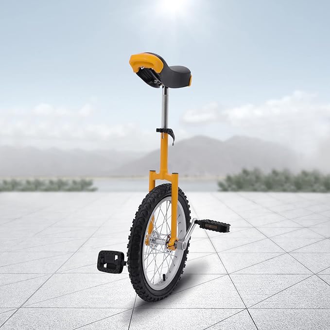 16/24 Inch Wheel Unicycle with Steel Rim, Unicycle Electric Wheel Skidproof Mountain Tire Cycling Sports Exercise with Adjustable Seat, Adults Kids Outdoor Sports Fitness Exercise Tool