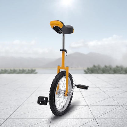 16/24 Inch Wheel Unicycle with Steel Rim, Unicycle Electric Wheel Skidproof Mountain Tire Cycling Sports Exercise with Adjustable Seat, Adults Kids Outdoor Sports Fitness Exercise Tool