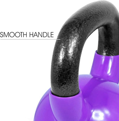 Yes4All Kettlebell, Vinyl Coated Kettlebell Cast Iron Sets with Stable Flat Bottom for Full Body Workout, Push up, Grip Strength Training & Weights Exercises