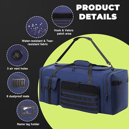 130L Extra Large 36" Heavy Duty Sports Gym and Travel Duffel Bag - Oversized Equipment Gear Bag for Basketball, Baseball, Hockey, Football, Helmets, and Pads - Durable, Giant (Blue)