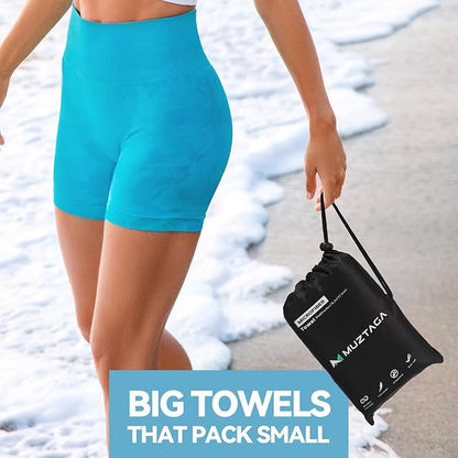 Microfiber Towel Large for Beach, Travel, Swimming, Bath, Pool–Quick Dry, Ultra Compact, Sand Free, Lightweight & Super Absorbent(Light Blue,60x30 in)
