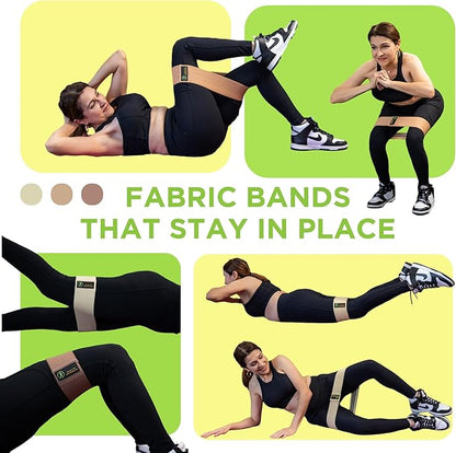 Multifunction Resistance Band Set – Non-Slip Booty Bands for Legs, Glutes, Yoga, Pilates, Rehab & Home Gym Workouts – Natural Latex & Fabric Options