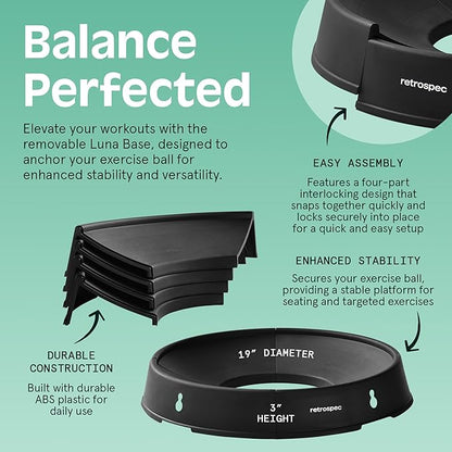 Retrospec Luna Exercise Ball with Pump - Anti-Burst Fitness Equipment for Yoga, Core Training & Stability - Home Gym Swiss Ball for Office & Pregnancy