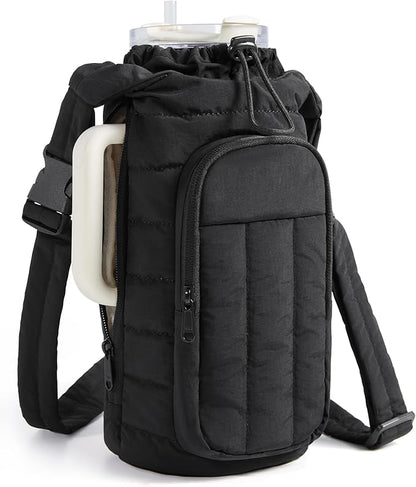 BAGSMART Water Bottle Holder Bag with Strap, 40/32 oz Crossbody Bag Gym Accessories, Sling Purses for Women