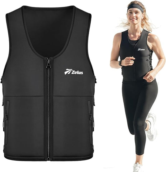 ZELUS Weighted Vest, 10&15lb. Z-Fit Weight Vest for Women Men with Adjustable Soft Iron Weights, Unisex Training Vest for Walking Strength Training, Workout Vest with Pockets Reflective Strip (Black, M/L)