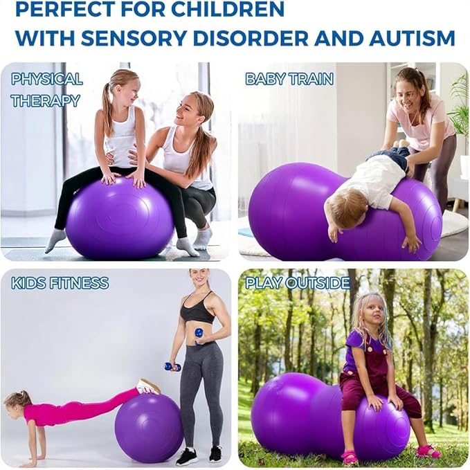 Exercise Stability Peanut Yoga Ball with Pump, Ball Plug, Used for Kids, Gym, Birthing for Pregnancy