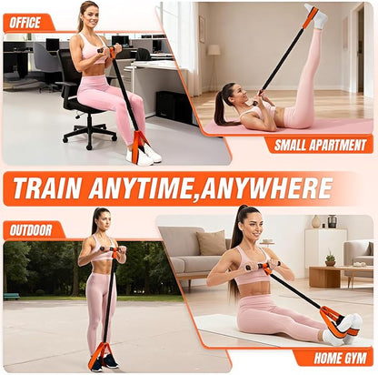 Pedal Resistance Bands with Handles, Upgrade Women Exercise Bands for Full Body Training, Core, ABS, Legs, Glutes, Arms, Pilates, Physical Therapy, Strength, Sit Up Equipment for Home Workout