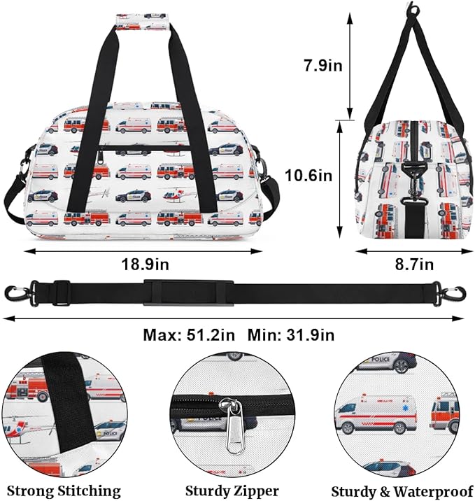 Car Airplane Kids Duffel Bag for Boys, Sports Gym Bag Overnight Travel Weekender Bag Lightweight Carry On Sleepovers Bag for School Practice Gymnastics