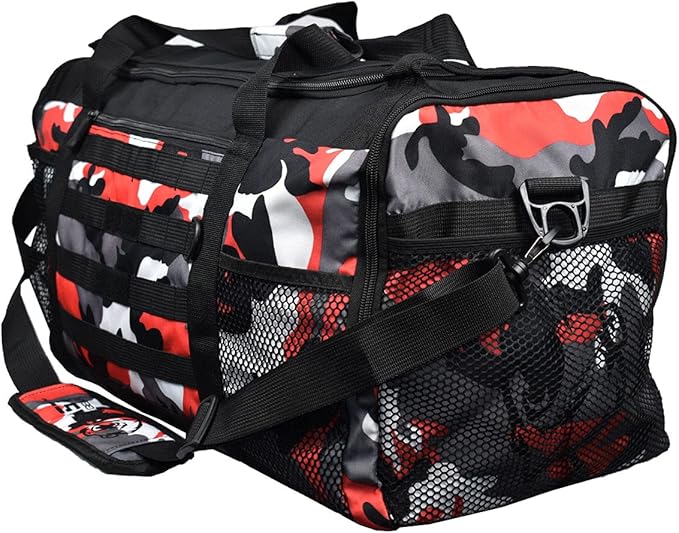 Unisex Duffel Bag Red Camo, Extra Roomy Waterproof Gym Bag For Women with Shoe Compartment, Sports Bag with Zippered Pockets, Adjustable Straps Duffle Bag Travel Large Gym Bag For Men