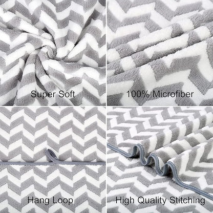 JML Microfiber Bath Towels, Bath Towel 2 Pack(30" x 60"), Oversized, Soft, Super Absorbent and Fast Drying, Multipurpose Use for Sports, Fitness, Yoga, Chevron Grey