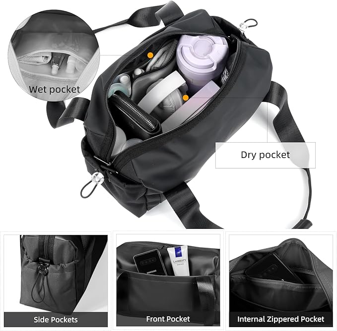 ALUSBELL Women's Sport Gym Tote Bag Small Duffels Bag with Wet Compartment, Carry On Crossbody Bag For Sport Travel Workout