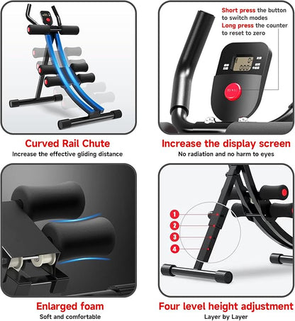 abdominal bench Ab abdominal Machine Women's Home Abdominal Exerciser 308lbs Abdominal Compressor Collapsible Abdominal Core Trainer 4-Speed Adjustable Strength Training Machine with LCD Display