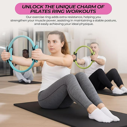 18 Pcs Pilates Ring and Ball Set with Resistance Bands Home Workout Pilates Equipment 11.8 Inch Magic Circle with Padded Handles, Mini Ball for Strength, Toning and Flexibility