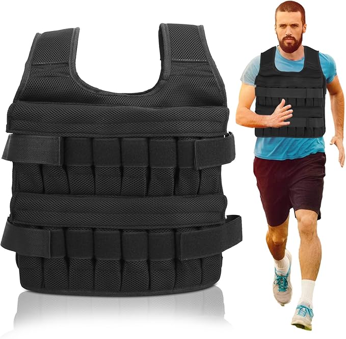 35KG Weighted Vest（Without Weight）, 53x44cm/20.9x17.3in Strength Training Fitness Sandbag Adjustable Sports Running Mesh Vest for Men Women