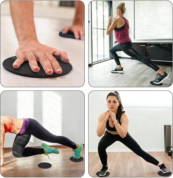 Exercise Core Sliders Glid Discs 2 Pack - Dual-Sided Workout Sliding Discs for Home Gym, Pilates, Physical Therapy, Ab & Full Body Training