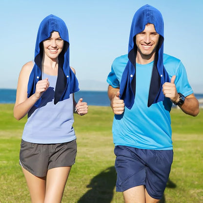 Sukeen Cooling Hoodie Towel for Men, Quick Drying Cooling Towels for Neck and Face, Cooling Head Towels Stay Chill Towel, Sport Workout Cooling Neck Wrap for Hot Weather
