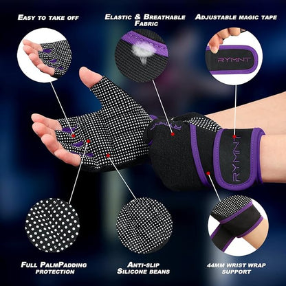 Workout Gloves with Wrist Wrap Support, Weight Lifting Gloves with Full Palm Protection & Extra Grip for Men Women Gym Exercise, Fitness, Weightlifting, Pull ups