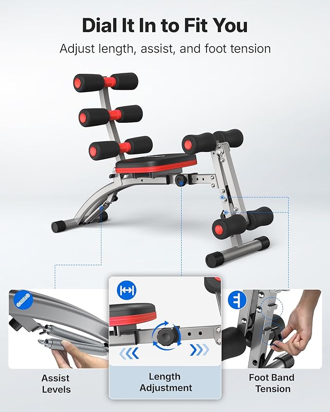 MERACH Ab Machine, Multi-Functional Adjustable Ab Trainer, Ab Workout Bench for Home Gym, Sit Up Machine for Abdominal, Exercise Chair for Full Body Workout