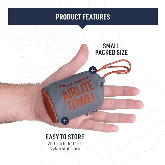 Sea to Summit AirLite Towel, Ultralight Camping and Travel Towel, Medium, Picante