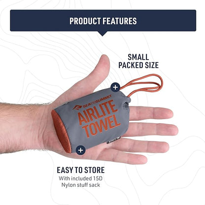Sea to Summit AirLite Towel, Ultralight Camping and Travel Towel, Medium, Picante
