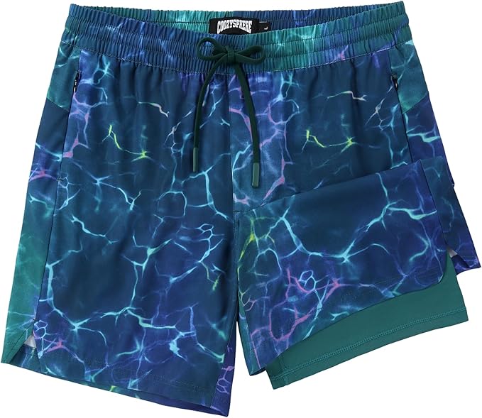 Men 2 in 1 Running Shorts with Compression Liner 5" 7" Quick Dry Workout Athletic Shorts with Pockets Towel Loop