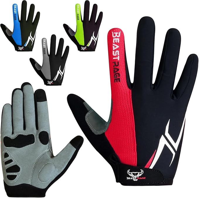 BEAST RAGE Half Finger Cycling Gloves for Men Women, Gel Padded Anti-Slip Shock Absorbing Weight Lifting Gym Gloves Cycle Mountain Bike Gloves for MTB, Biking, Hiking