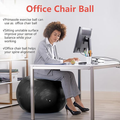 Primasole Exercise Ball for Balance Stability Fitness Workout Yoga Pilates at Home Office & Gym Birthing Ball for Pregnancy, Office Ball Chair