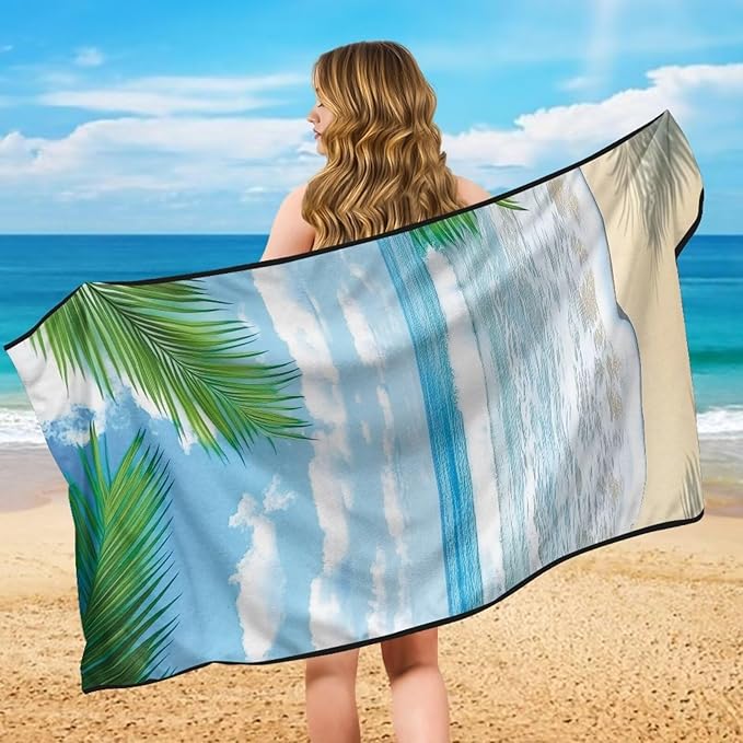 Bulopur Hawaiian Car Seat Towel Cover Absorbent Soft Palm Tree Beach Towel Car Seat Covers Front Seats Running Post Workout Sweatproof Yoga Towels Blanket