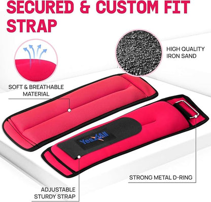 Yes4All Wrist & Ankle Weights Pair 1lb -10lbs, Adjustable Strap for Walking, Jogging, Pilates, Gym Fitness Workout for Women, Men