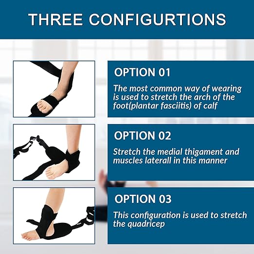 Komzer Foot Stretcher Belt, Foot Stretcher Stretch Strap for Plantar Fasciitis, Heel Spurs, Foot Drop, Achilles Tendonitis & Hamstring. Yoga Foot & Leg Stretch Strap (Black)