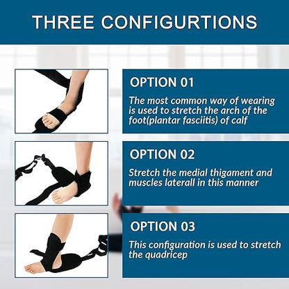 Komzer Foot Stretcher Belt, Foot Stretcher Stretch Strap for Plantar Fasciitis, Heel Spurs, Foot Drop, Achilles Tendonitis & Hamstring. Yoga Foot & Leg Stretch Strap (Black)
