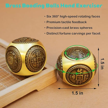 1.45in Baoding Balls Set Chinese Hand Massage Exercise Balls, Metal Stress Balls Six-Sided Rotation for Hands Therapy, Exercise, and Stress Relief