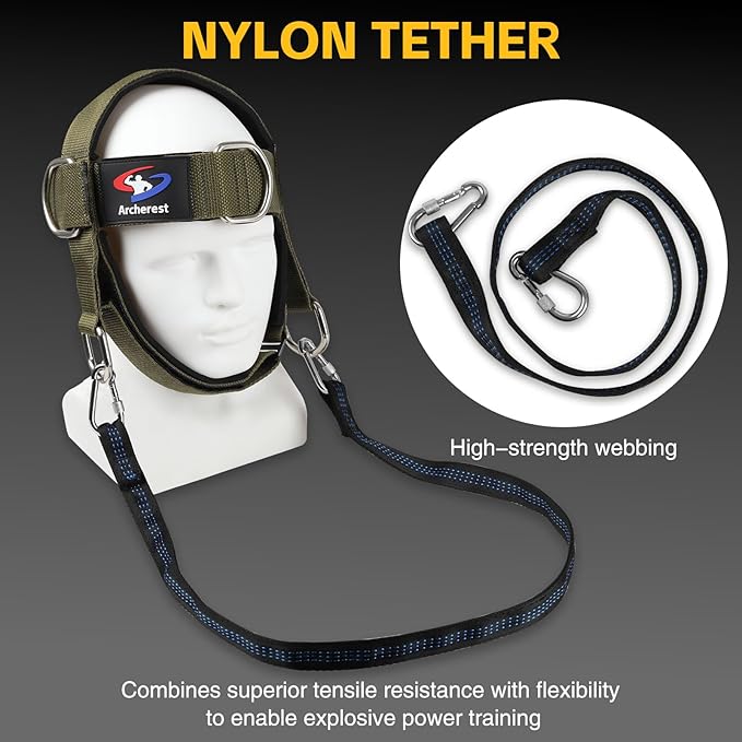 Fitness Neck Head Harness Trainer, Adjustable Chin Strap and Head Harness Strength, Neoprene Neck Exerciser for Weight Lifting, Home and Gym Use