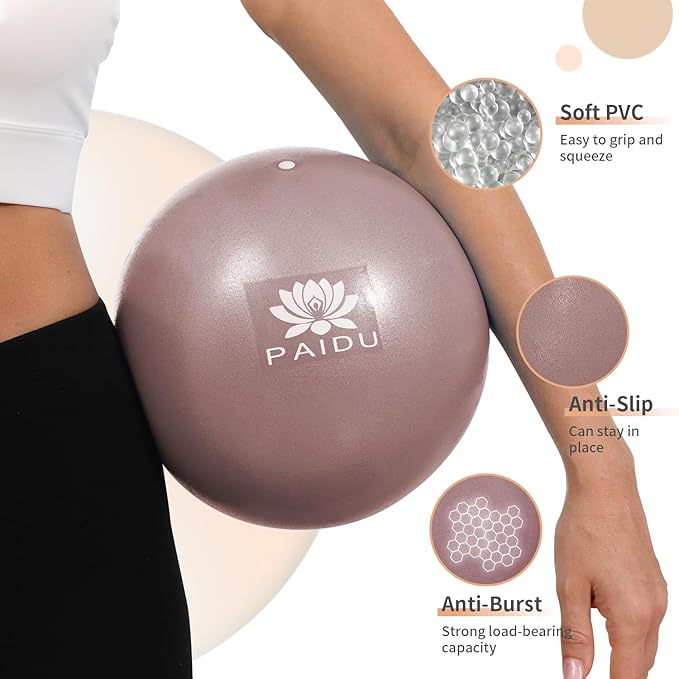 Pilates Ball 10-inch Core, Anti-Explosion and Anti-Slip Mini Yoga Balls, Suitable for Pilates, Yoga, Core Training, Physical Therapy, Balance, Stability, Stretching Exercises