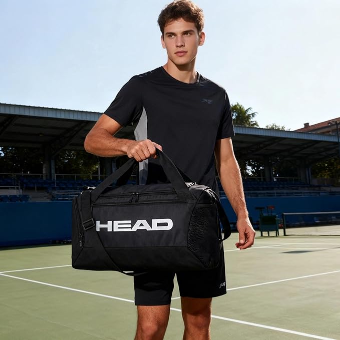 HEAD 45L Waterproof Gym Duffle Bag for Men, Large Capacity Sports Bag with Shoe Compartment & Dry Wet Pocket, Durable Crossbody Weekender Bag for Tennis, Workout, Fitness, Overnight Travel