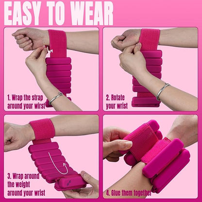 Sportneer Wrist & Ankle Weights for Women Men - 1 Pair (1 lb/2 lb Each) | Adjustable Weighted Bracelet Silicone Bangles for Yoga, Dance, Pilates, Cardio, Aerobics, Gym, Pool Exercises and Jogging