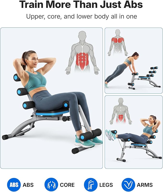 MERACH Ab Machine, Multi-Functional Adjustable Ab Trainer, Ab Workout Bench for Home Gym, Sit Up Machine for Abdominal, Exercise Chair for Full Body Workout