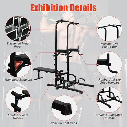 Adjustable Height Dip Bar Station, Heavy Duty Dip Station for Home Gym,Multi-function Dip Station Pull Up Bar Full Body Strength Training Workout Fitness Equipment for Tricep Dips