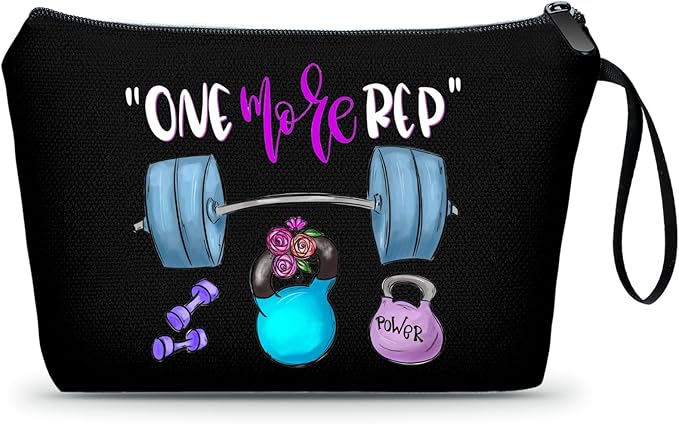 Workout Gym Exercise Gifts for Fitness Lovers Personal Trainer Women Female Friends Sister Friend, Small Black Makeup Cosmetic Bag