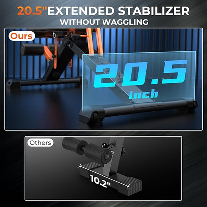 Adjustable Weight Bench, Foldable Incline Decline Flat Workout Bench Press with Extended Backrest, 80x40MM Heavy-Duty Steel Dumbbell Bench for Home Gym Full Body Strength Training